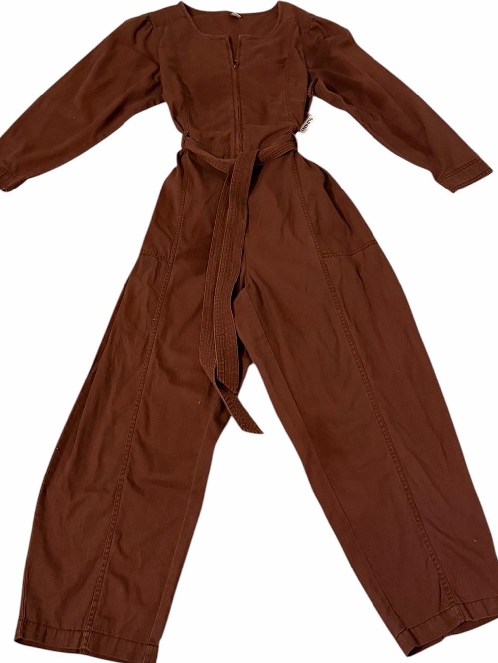 Old Navy Womens Brown Zip FrontUtility Long-Sleeve BeltedJumpsuit NEW Medium - Picture 4 of 6